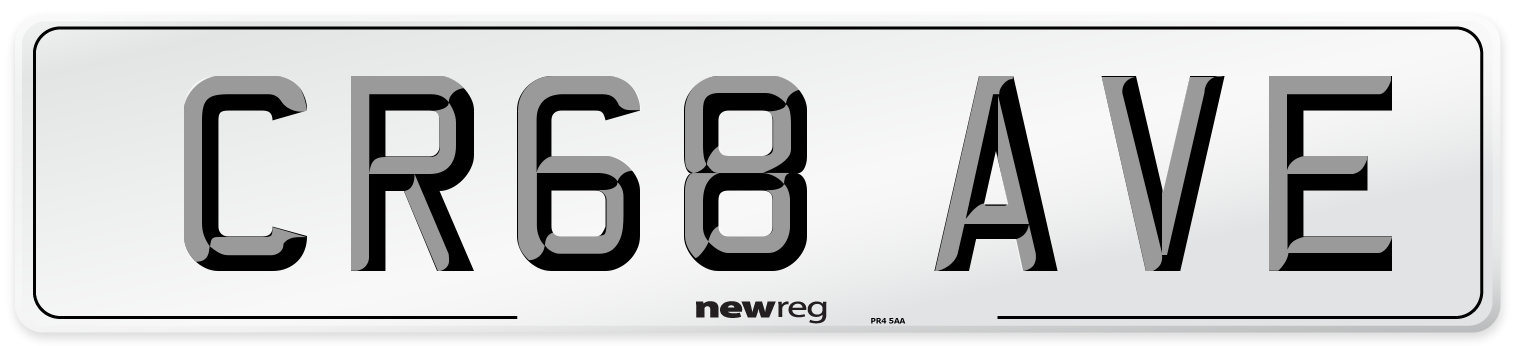 CR68 AVE Number Plate from New Reg